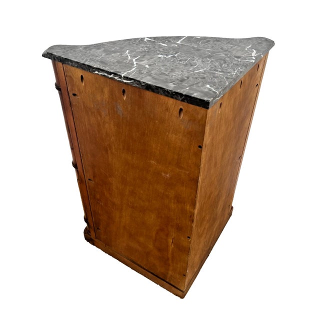 1990s Vintage Corner Cabinet With Swing Drawer Marble Top Removable Shelf Column Sides For Sale - Image 4 of 8