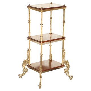 Antique French Side Table in Hardwood and Brass, 1880 For Sale