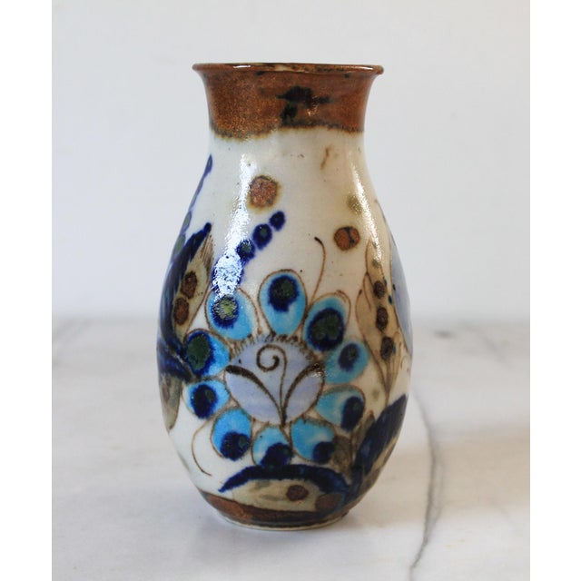 Mexican Mexican Tonala Folk Art Ceramic Pottery Vase For Sale - Image 3 of 8