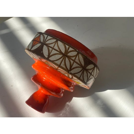 Mid-Century Modern Orange Vase With Geometric Detail by Aldo Londi for Bitossi, Circa 1960s For Sale In Atlanta - Image 6 of 6