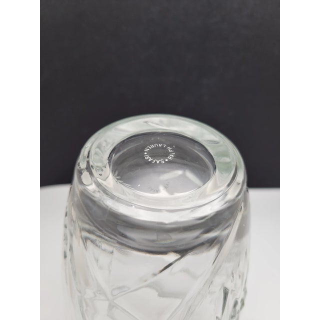 Glass Vintage Ralph Lauren Clear Crystal Safari Design Vase For Sale - Image 7 of 8