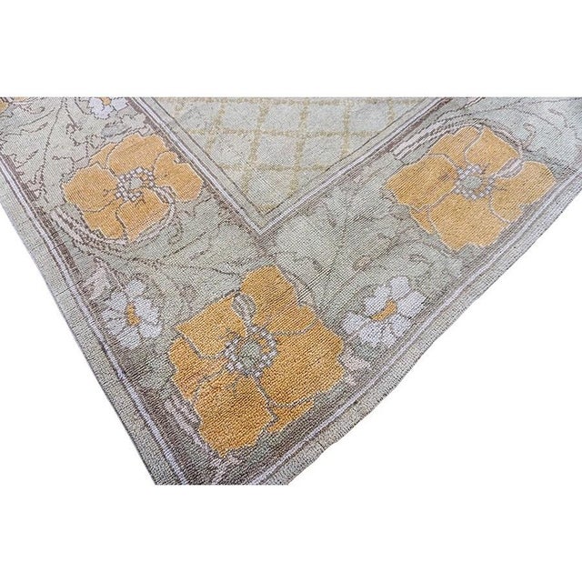 1920s Antique Ivory Geometric Donegal Arts & Crafts Ireland Large Oversized Rug For Sale - Image 4 of 10