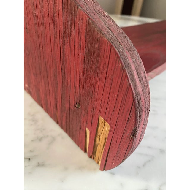 Primitive Folk Art Sculptural Wall Shelf in Red Paint For Sale - Image 14 of 18