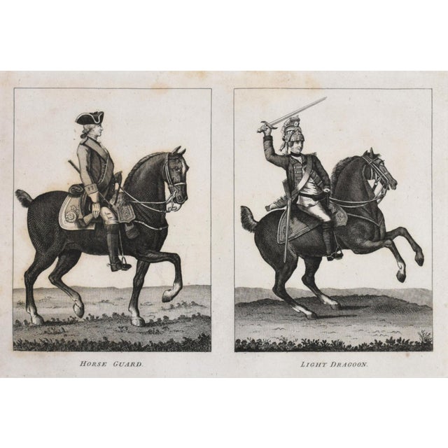 19th Century English Engraving of Mounted Dragoon and Horse Guard 1801 For Sale - Image 4 of 4
