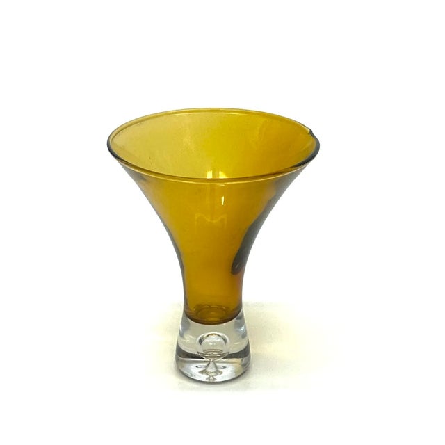 Amber Vintage Mixed Amber Glass Stemware Curation - Group of 7 For Sale - Image 8 of 9
