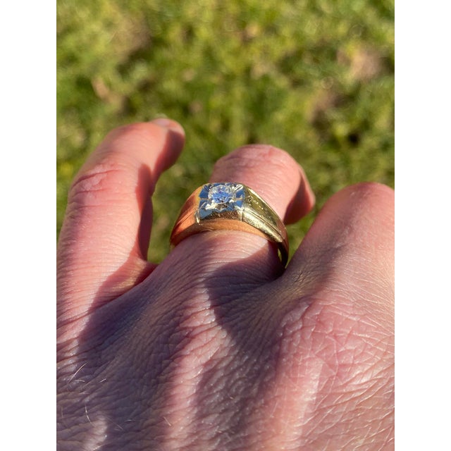 The Holbrook: Gentleman's Yellow Gold and Natural Diamond Ring For Sale - Image 12 of 12