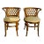 1970’s Palm Beach, Coastal Vintage Lattice Back Rattan Bamboo Wicker Cane Horseshoe Chairs With Original Upholstery - A Pair For Sale