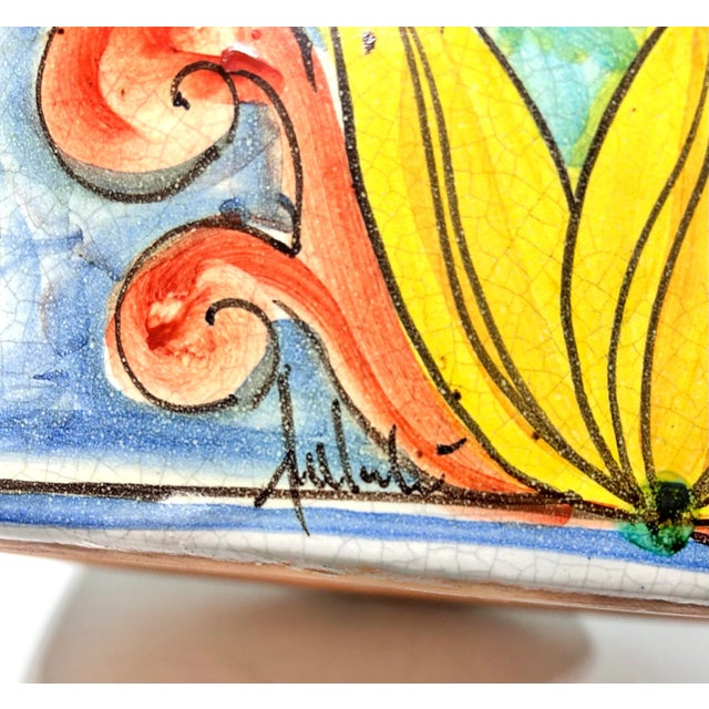 Ceramic Vintage Italian Majolica Style Flower Pot Planter Centerpiece Bowl - Signed For Sale - Image 7 of 12
