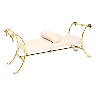 Vintage French Brass Bench, 1970s For Sale