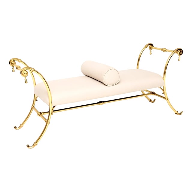 Vintage French Brass Bench, 1970s For Sale