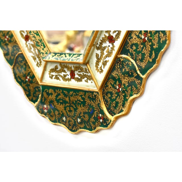 Italian 1970s Hand Painted Venetian Mirror For Sale - Image 3 of 4