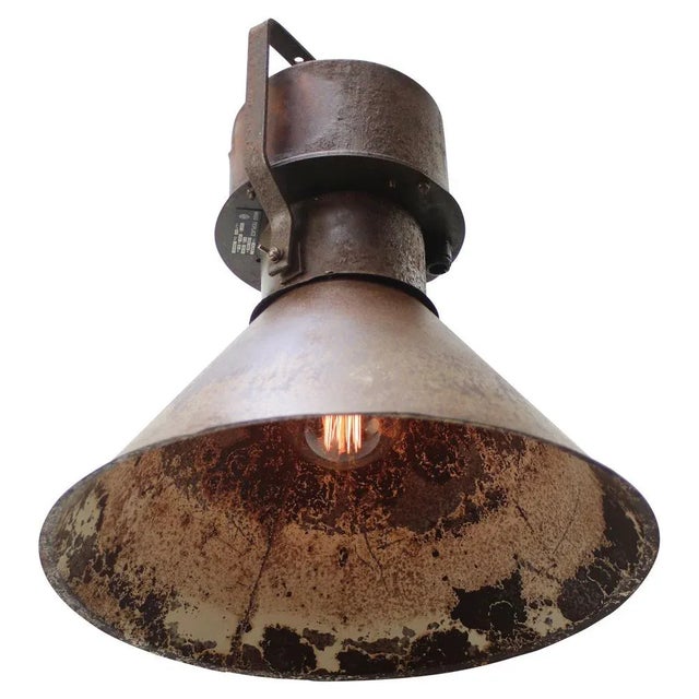 Iron, industrial pedant light, spotlight. Rust metal with rotatable arm E27 / E26 Up to 250V (Europe/UK Standard).The...