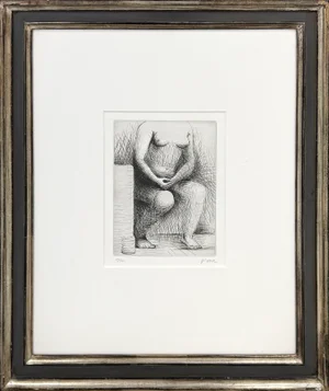 Henry Moore Seated Figure, Framed Hand Signed Etching, 1979