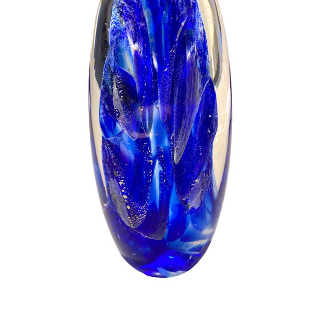 Abstract Stunning Michael Nourot Cobalt Art Glass Oversize Paperweight For Sale - Image 3 of 7