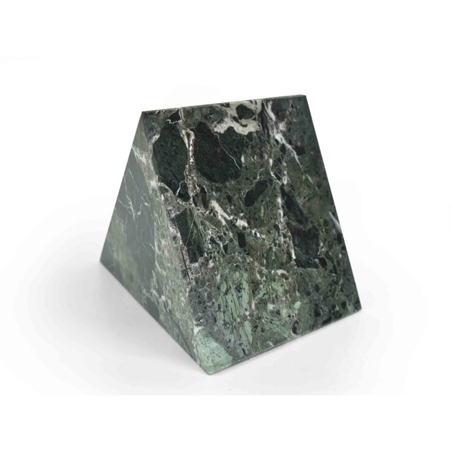 Green Late 20th Century Italian Natural Solid Green Marble Stone Pyramid Sculpture For Sale - Image 8 of 8