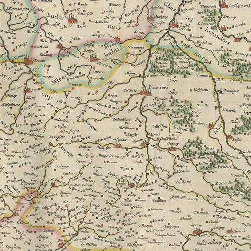 Antique Blaeu Map of Poitou, 1642 For Sale - Image 4 of 12