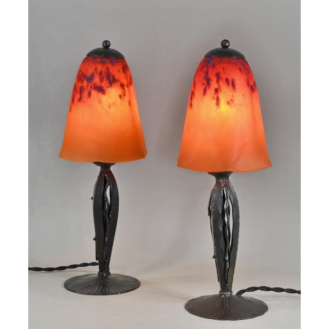 Charles Schneider French Art Deco Table Lamp by Charles Schneider 1925 France - A Pair For Sale - Image 4 of 8