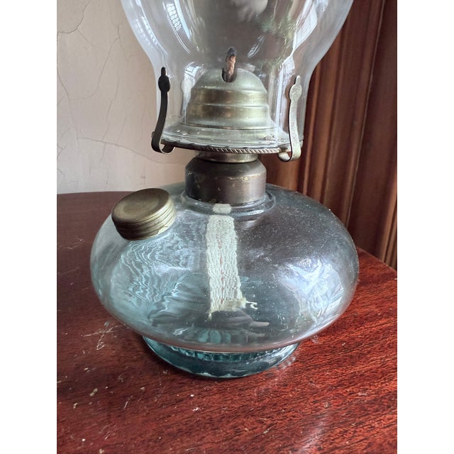 Metal Vintage Mid-Century 1960s Chamber Style Oil Lamp Hurricane Lamp For Sale - Image 7 of 13