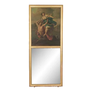 18th Century French Trumeau Mirror With Greek Myth Painting