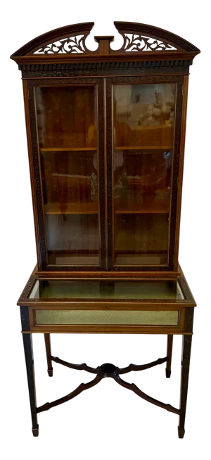 Antique Victorian Carved Mahogany Bijouterie Display Cabinet, 1880