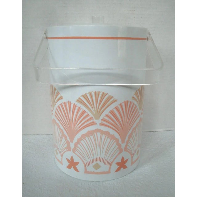 Plastic Beach Party Tall Ice Bucket Pink Shells Lucite For Sale - Image 7 of 7
