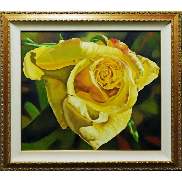 Walt Johnston "Yellow Rose" Oil Painting on Canvas Famed, Framed For Sale