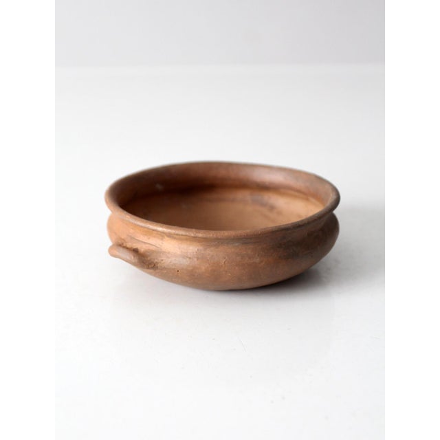 Antique Terra Cotta Folk Pottery Bowl With Handles For Sale - Image 4 of 10