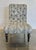 George Smith Brewster Chair in tufted zig zag pattern fabric by Alan Campbell that is a cotton/linen blend.