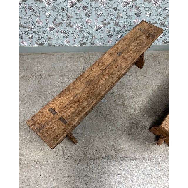 Oak Farm Benches, 1960s, Set of 2 For Sale - Image 6 of 8