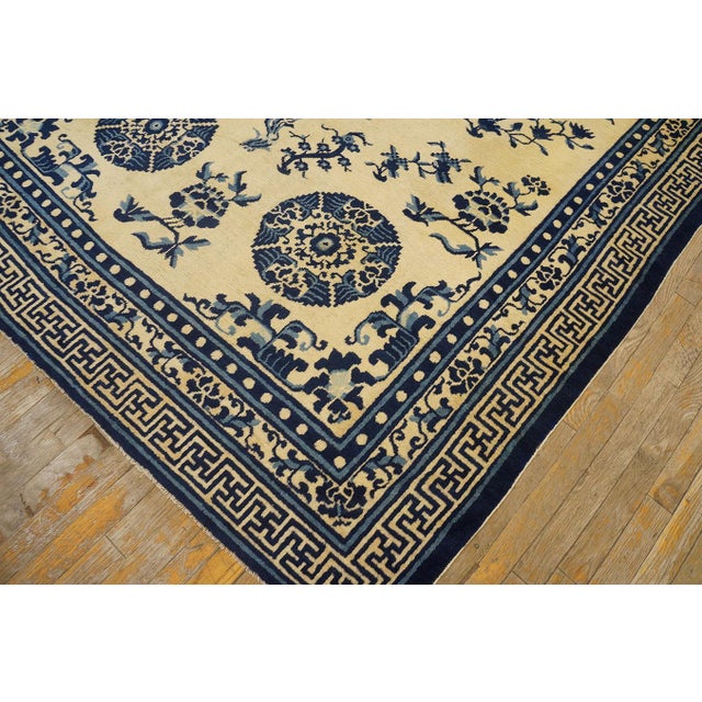 Great Beige Background Color With Floral-Medallion Pattern Antique Chinese Ningxia Rug For Sale - Image 12 of 12