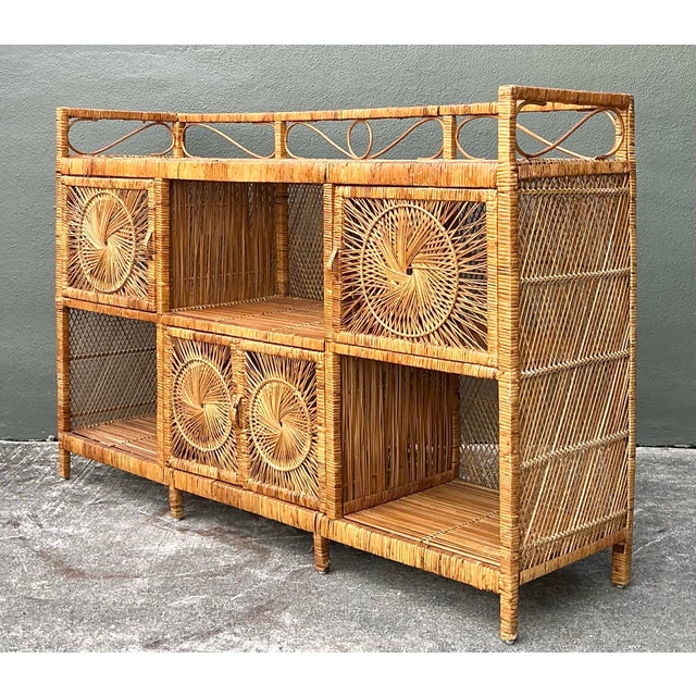 Vintage Woven Rattan Starburst Credenza For Sale - Image 10 of 12