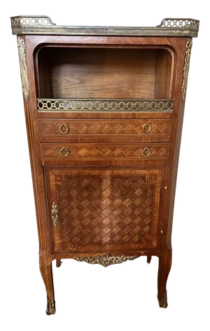 Small 19th Century Louis XV Style Dresser in Marble and Brass