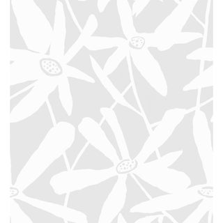 Sample - Blossom Wallpaper by Susan Hable in White on Gray For Sale