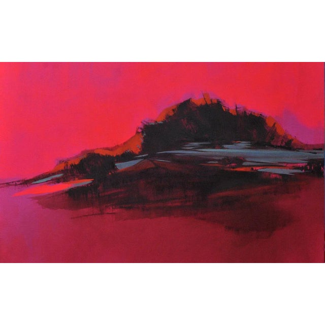 Burning Pink Landscape, Dynamic Contemporary, Bright Abstract Oil Painting, 2016 For Sale - Image 7 of 10