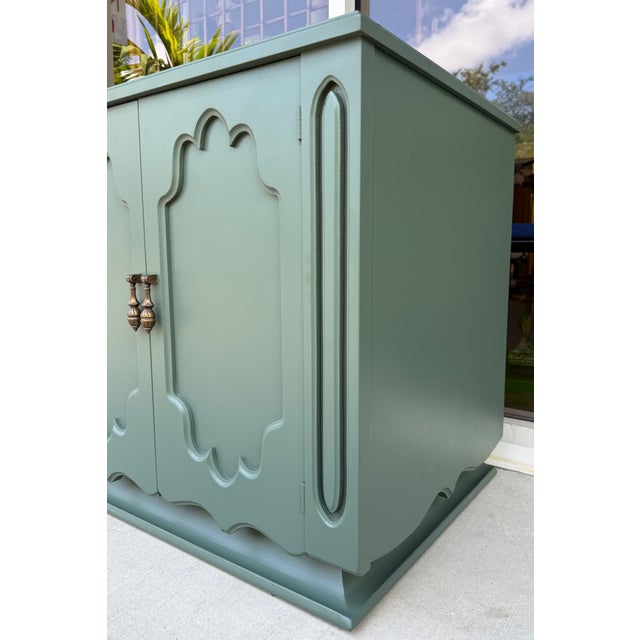 Spanish Revival Sage Green & Gold Leaf Sideboard From 60's For Sale In Miami - Image 6 of 8