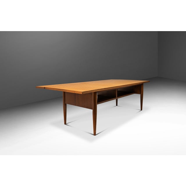 1960s Custom-Made Two-Tone Mid-Century Modern Coffee Table W/ Drop-Leaf in Maple & Walnut, Usa, C. 1960s For Sale - Image 5 of 12