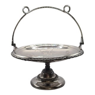 1921 Middletown Quadruple Silverplate Bride's Basket N Monogram For Sale