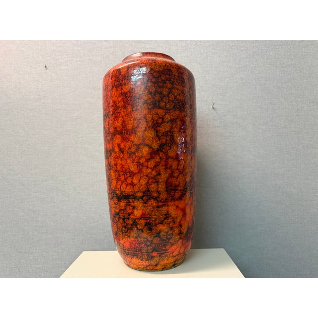 Ceramic Vintage Fat Lava Vase in Orange from Scheurich, 1970s For Sale - Image 7 of 16