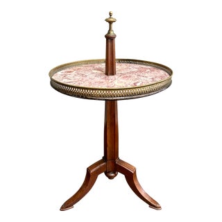 Vintage Weiman French Style Marble Top Side Table With Brass Gallery For Sale