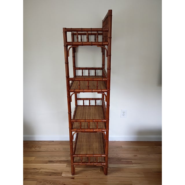 Palecek Vintage Palecek Bamboo Etagere Four Shelf Bookcase For Sale - Image 4 of 8