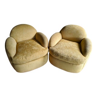 1980s Contemporary Yellow Swivel Chairs, a Pair For Sale