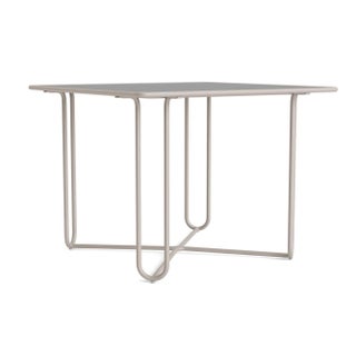 Brown Jordan Walter Lamb Aluminum 38" Square Dining Table, Glass Top, Dove frame For Sale