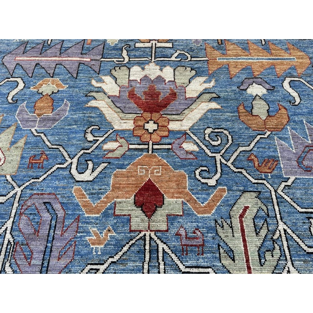 Sky Blue Caucasian Rug - 8'4" X 9'11" For Sale - Image 6 of 7