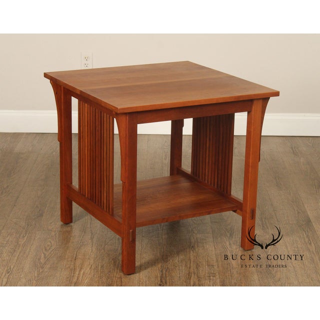 Mission Stickley Mission Collection Cherry Spindle Lamp Table For Sale - Image 3 of 12