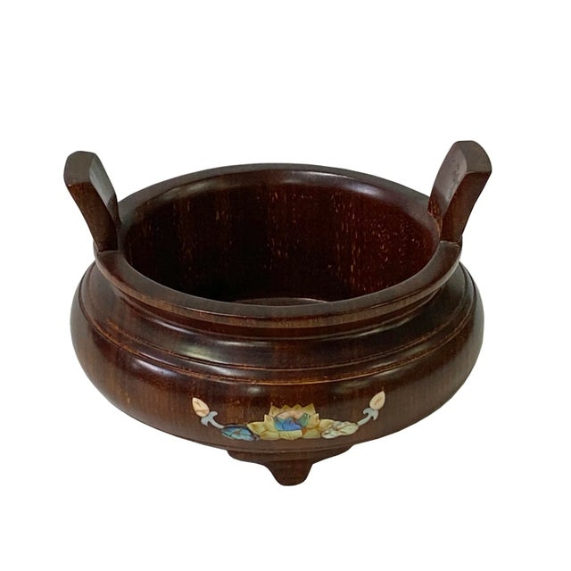 Chinese Zen Oriental Round Wood Ding Shape Incense Display For Sale In San Francisco - Image 6 of 7