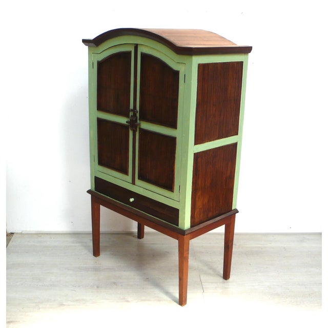 Tiki Bamboo Cabinet with Two Doors and Drawer, 1970s For Sale - Image 4 of 8