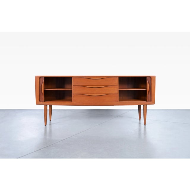 1960s Danish Modern Teak Tambour Door Credenza For Sale - Image 9 of 12