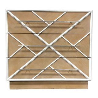 Modern Chippendale Tan and White Chest of Drawers For Sale