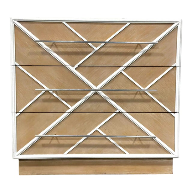 Modern Chippendale Tan and White Chest of Drawers For Sale