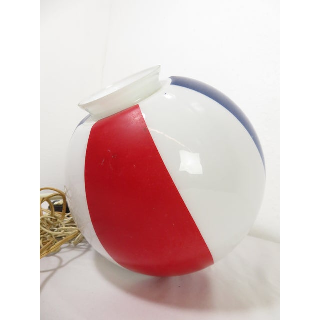 Vintage Barbershop Pendant Lamp 10" Glass Globe ~ Beach Ball ~ Circus ~ Mid Century Ceiling Light For Sale - Image 11 of 17